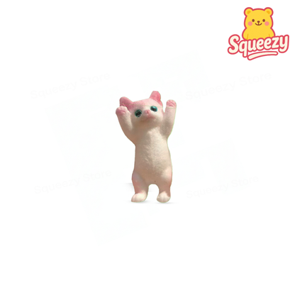 Hands-Up Pink Cat Squishy small size super soft slow-rising stress relief toy.