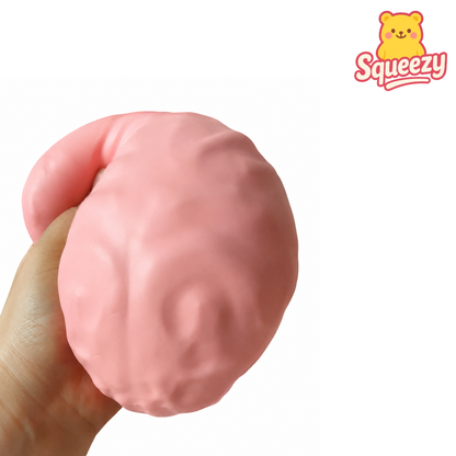 Huge Brain Squishy Stress Relief Toy Being Squeezed – Soft Slow Rising Sensory Brain Squishy