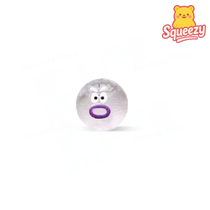 Mini Cute Squishy tiny novelty stress toy with purple lips and a funny cartoon face.