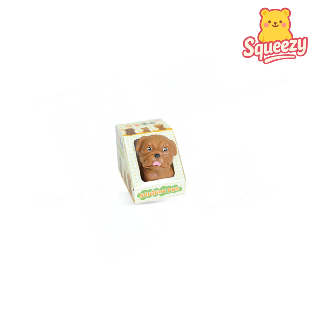 Mixed Dog Set dog-shaped stress relief toy shown inside individual retail packaging.