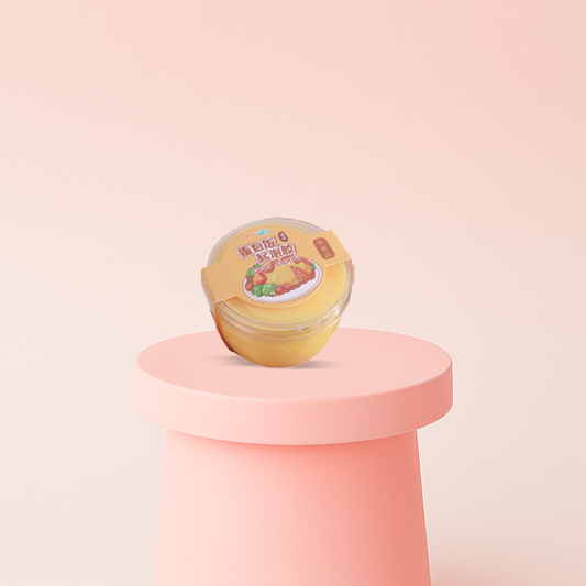 Omelette Slime display box featuring breakfast-themed slime containers inspired by omelette rice.