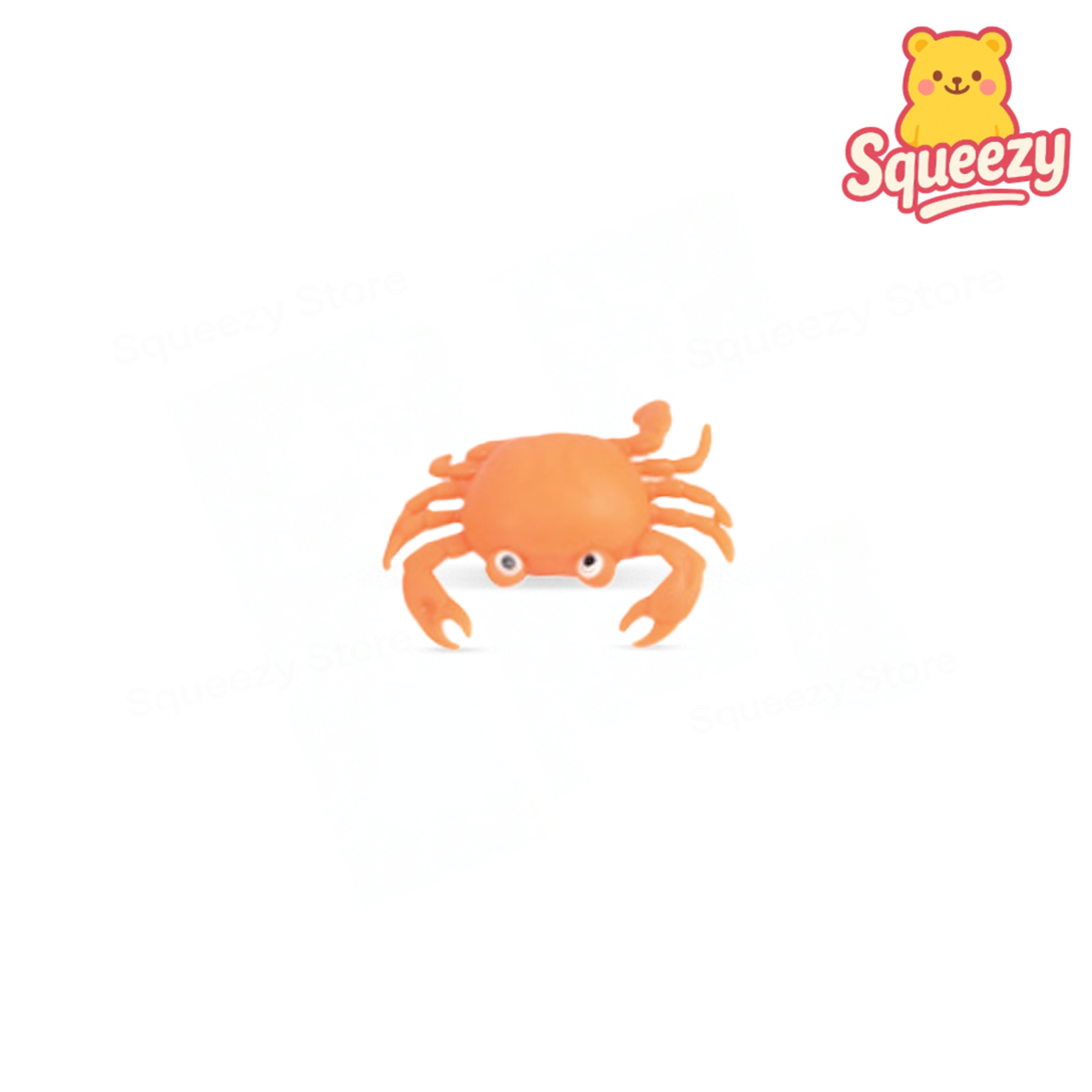 Orange EVA Crab with Mesh Bag soft sensory toy with cute crab design.