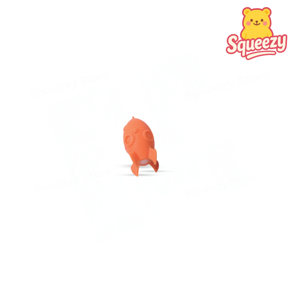 Orange EVA Rocket soft stress relief toy with rounded nose and rocket fins.