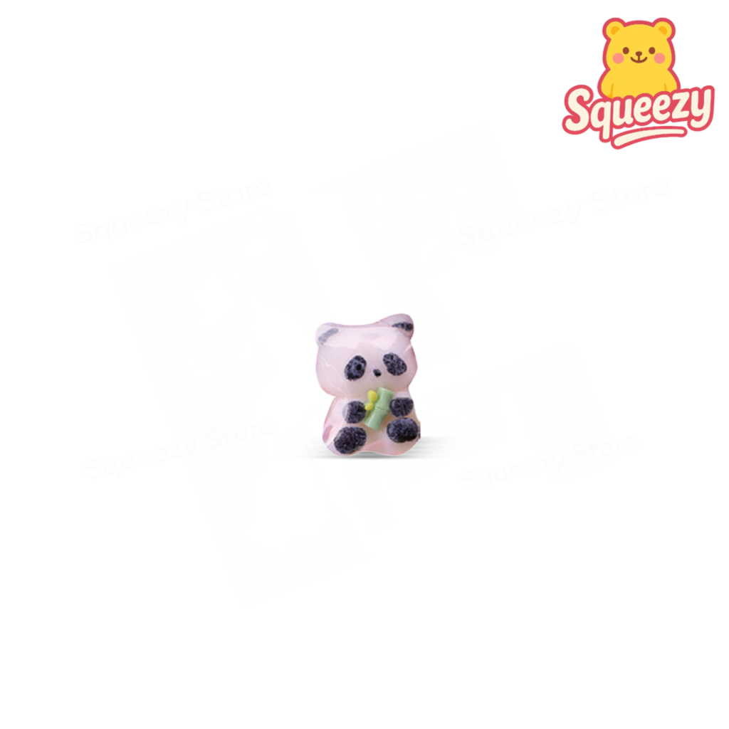 Panda Squishy mini super soft slow-rising sensory toy holding bamboo.