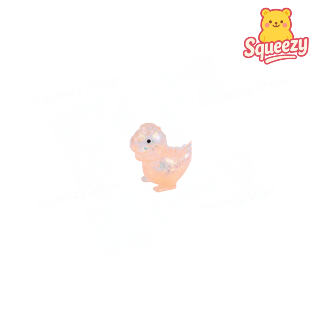 Peach Glitter Animal translucent toy shaped like a small bird.