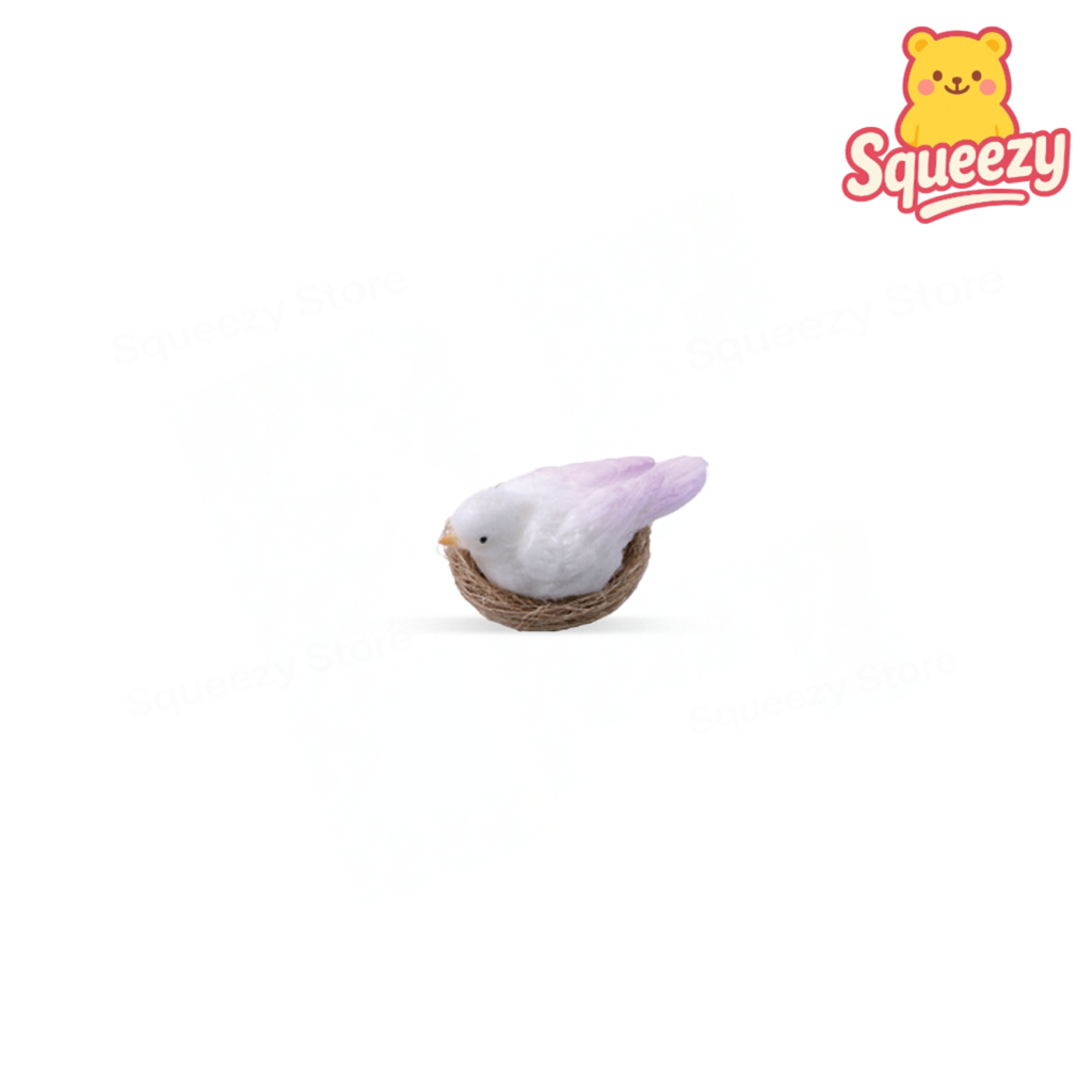 Pet Squishies with Nest soft EVA stress relief toys including pastel eggs and a white bird resting in a small nest.