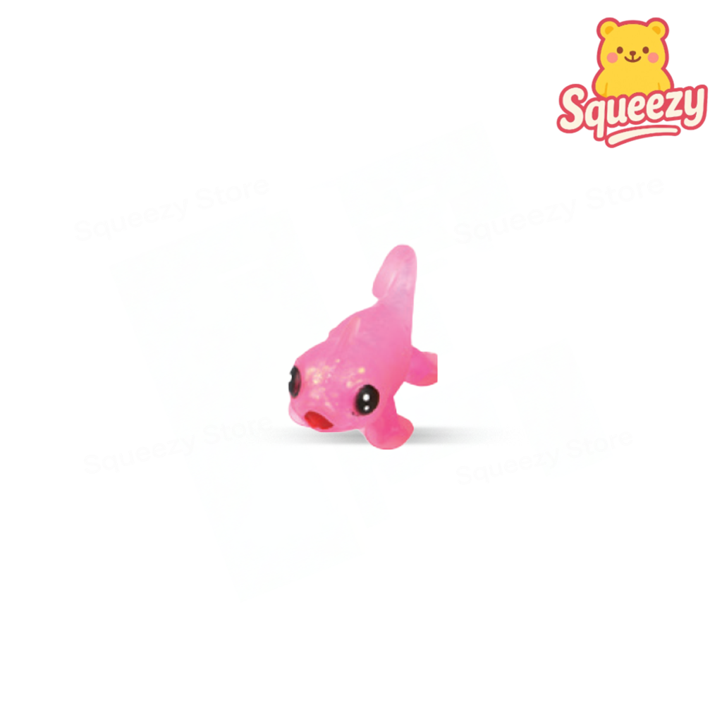 Pink Chameleon with Maltose soft EVA stress relief toy with translucent glitter-filled body.