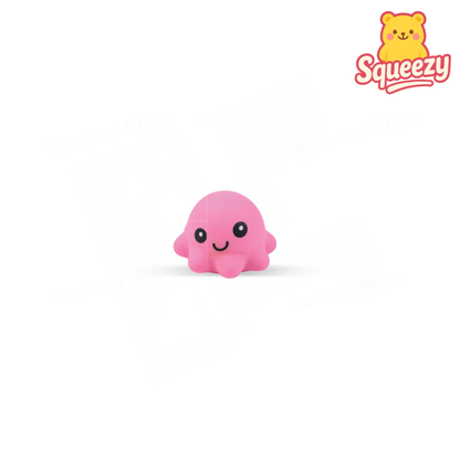 Pink EVA Fat Octopus soft stress relief toy with adorable smiling face.