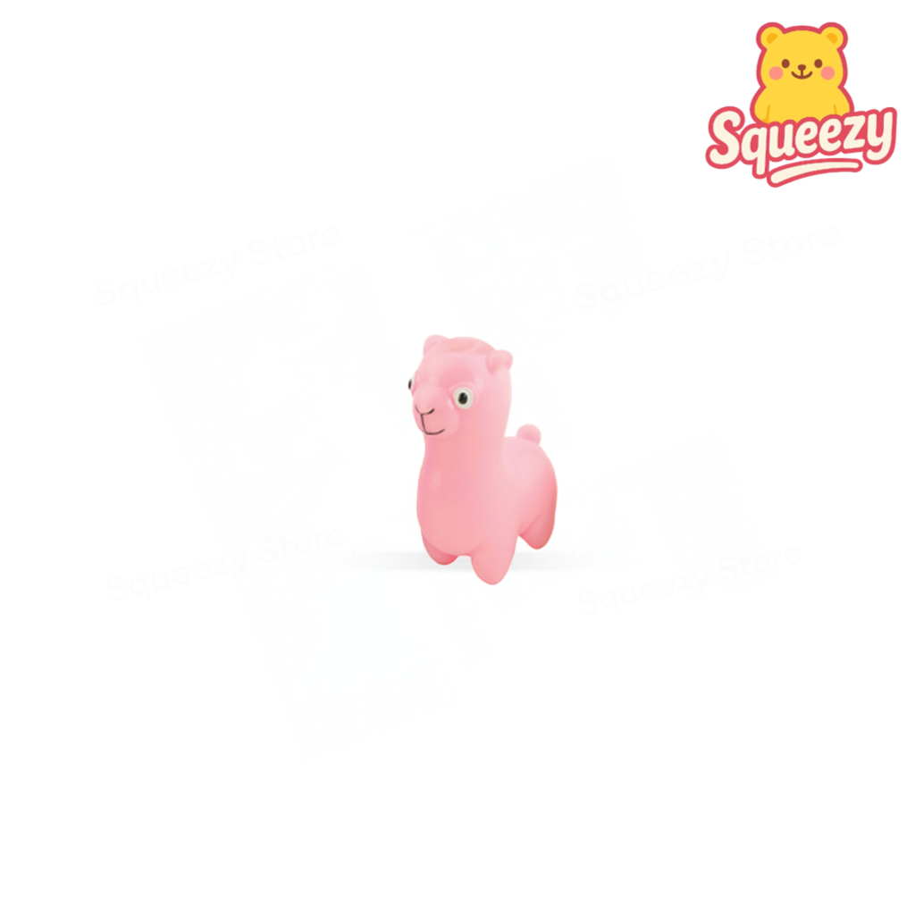 Pink EVA Llama soft sensory toy with cute alpaca design and friendly expression.