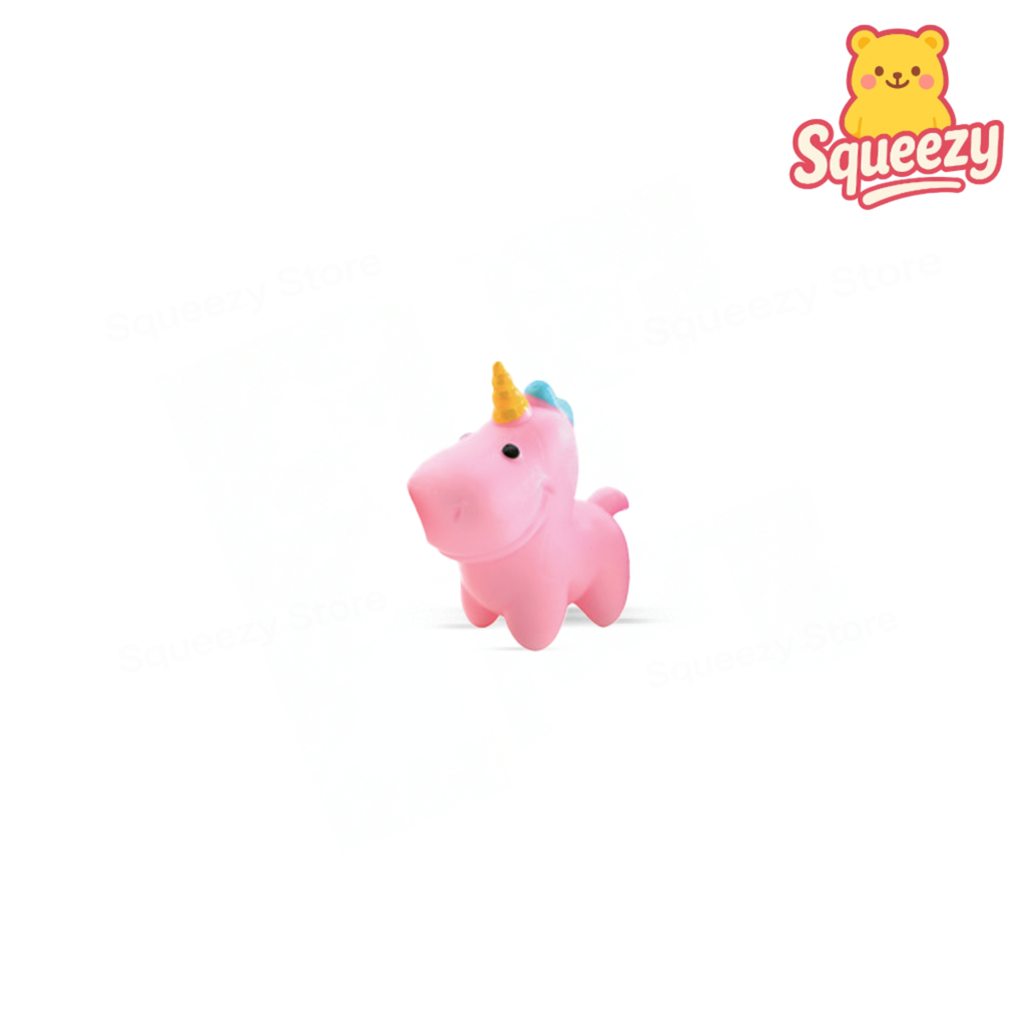 Pink EVA Unicorn, Style1 soft sensory toy with golden horn and pastel mane.