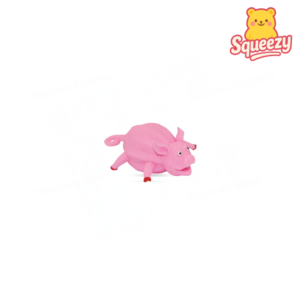 Pink Inflatable Animal soft stress relief toy with round body and cute pig face.