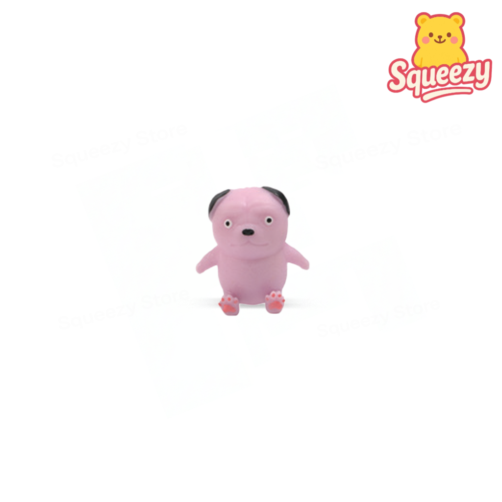 Pink Little EVA Animal soft stress relief toy with tiny ears and cheerful expression.