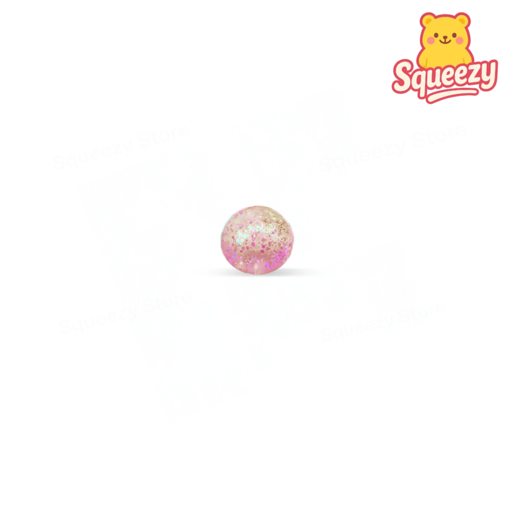 Pink Maltose Ball with Glitter crystal ball stress relief toy with shimmering glitter.