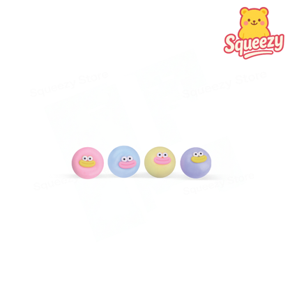 Pink Naughty Face Super Ball squeezable stress relief toy with a goofy facial expression.