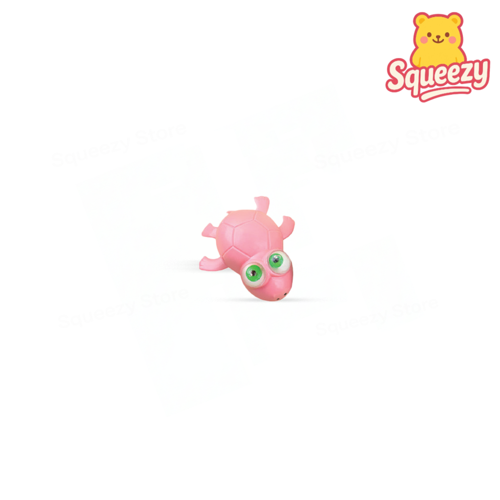Pink Rolling Eye Big Turtle soft EVA stress relief toy with oversized rolling eyes.