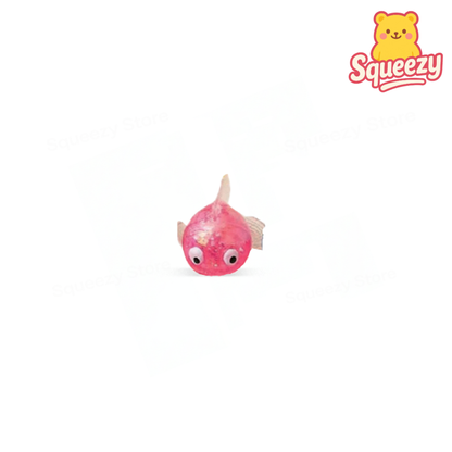 Pink Small Fish with Maltose soft EVA stress relief toy with glitter-filled translucent body.