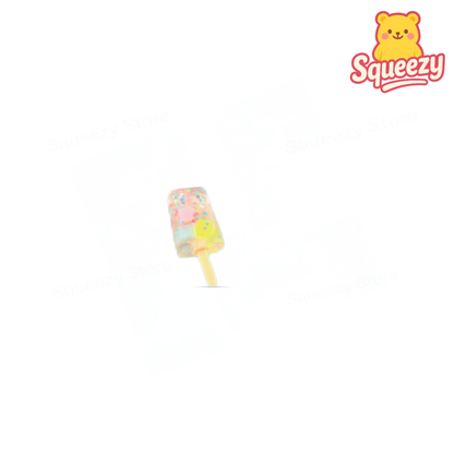 Pink Squishy Ice-Cream Stick stress relief toy with translucent body and colorful confetti.