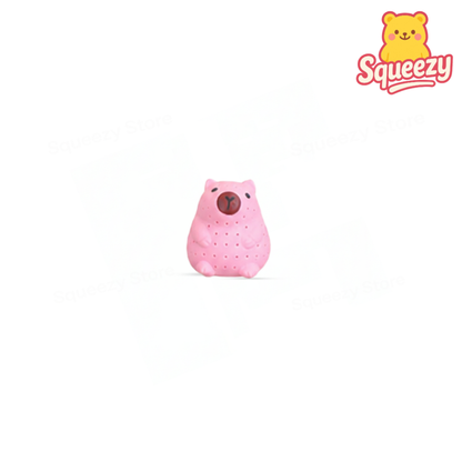 Pink Water Splashing Capybara soft EVA stress relief toy with playful facial expression.