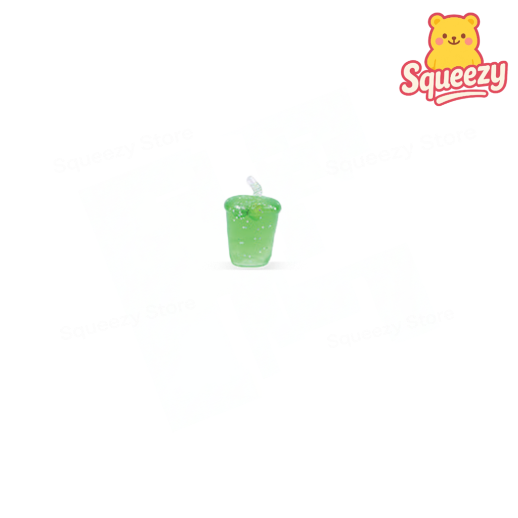 Green squeezy product with a bear logo on a white background