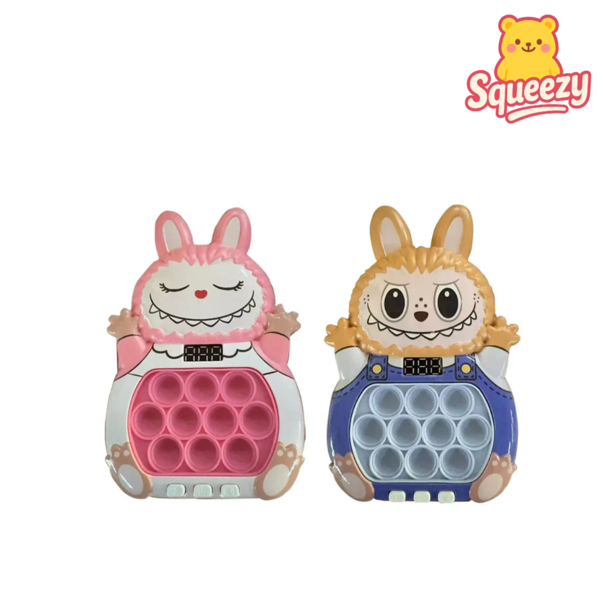 two blue and pink Pop it Bubble Electronic Squishy Stress Relief Toy