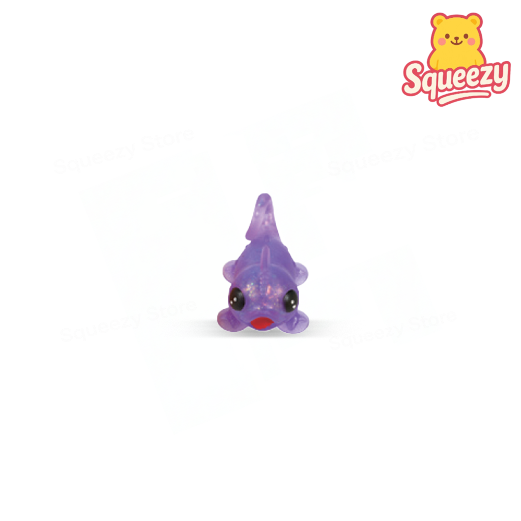 Purple Chameleon with Maltose soft EVA stress relief toy with crystal-clear glitter-filled body.