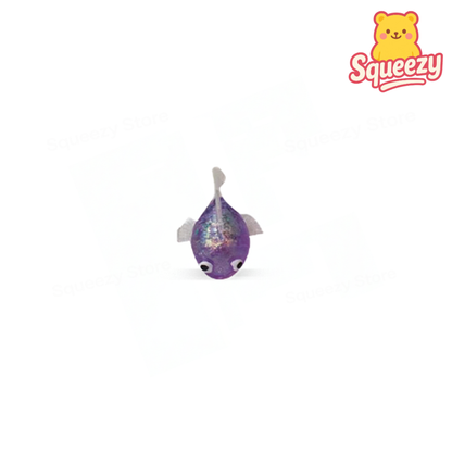 Purple Small Fish with Maltose soft stress relief toy with sparkling translucent body.