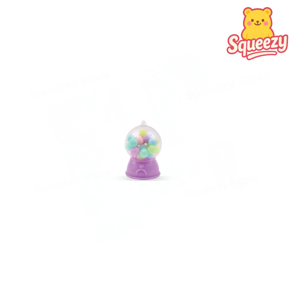 Purple Squishy Capsule Machine sensory toy with colorful bead-filled clear dome.