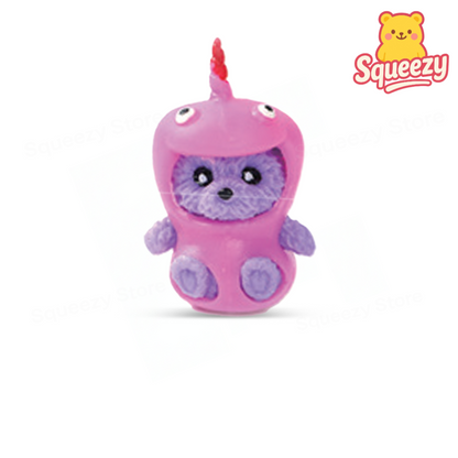 Purple Unicorn Bear Squishy — Purple unicorn costume bear squishy mini super soft slow-rising stress relief toy.