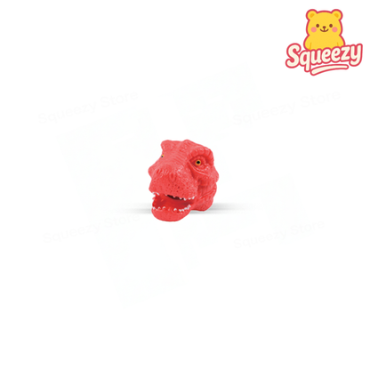 Red Squishy Dino Head with Beads soft stress relief toy with detailed dinosaur head and colorful beads.