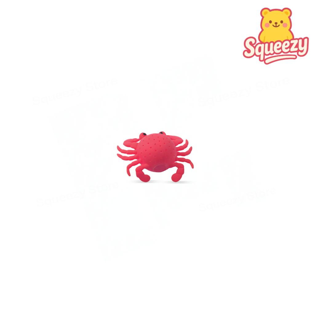 Red Water Splashing Crab soft sensory toy with textured shell and playful crab shape.