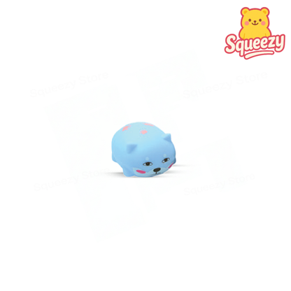 Blue Shiba & Cat Squishy soft EVA stress relief toy with sleeping animal design.