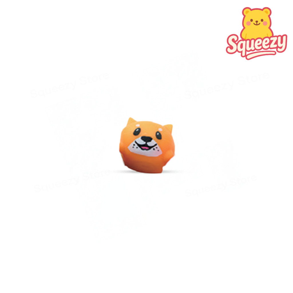 Orange Shiba & Cat Squishy soft EVA stress relief toy with Shiba Inu face.