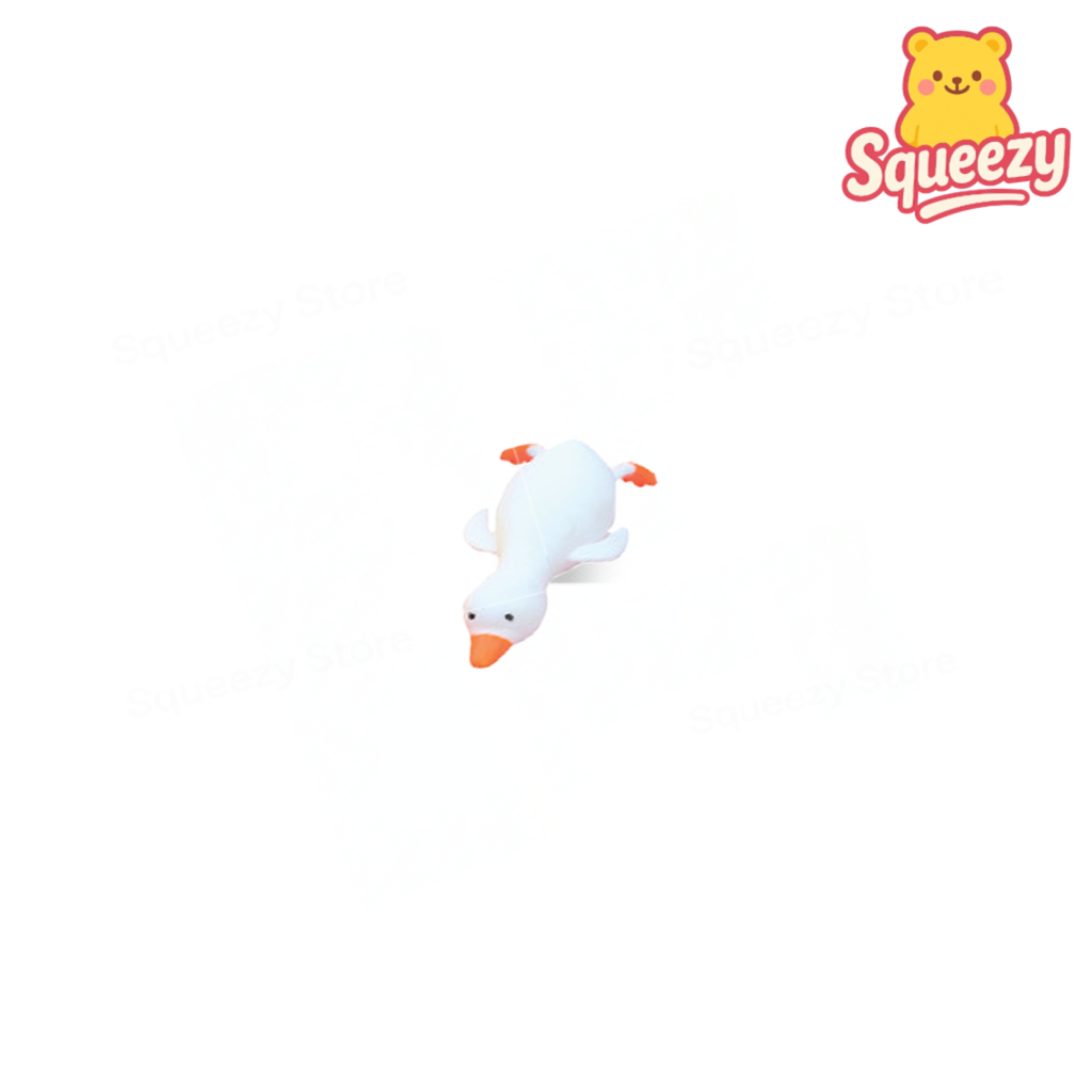 White Small Size EVA Lucky Duck soft sensory toy with orange beak and feet.