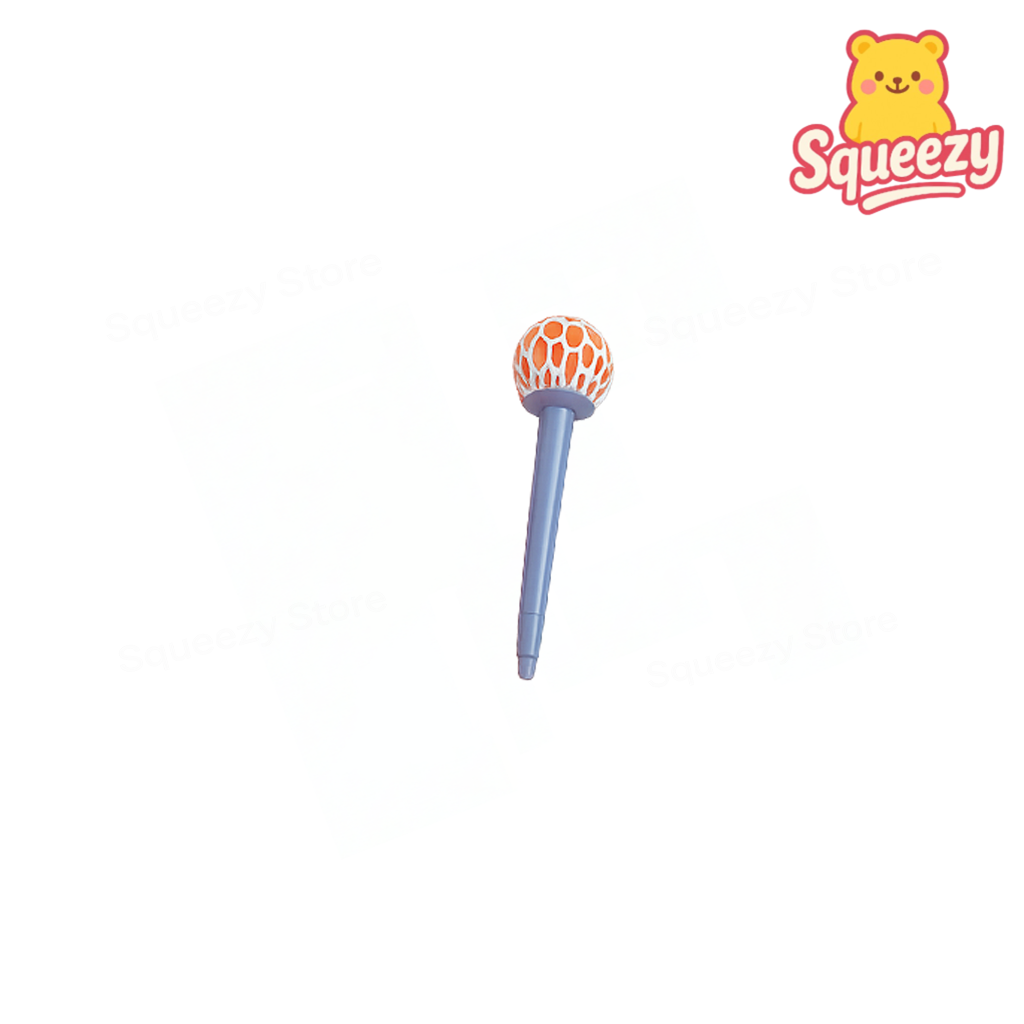 Squeeze toy with a colorful top and 'Squeezy' branding on a white background