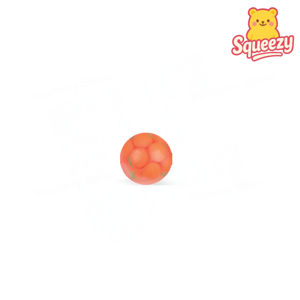 Squishy Persimmon Ball orange fruit-shaped stress relief toy with bubble-like sections.