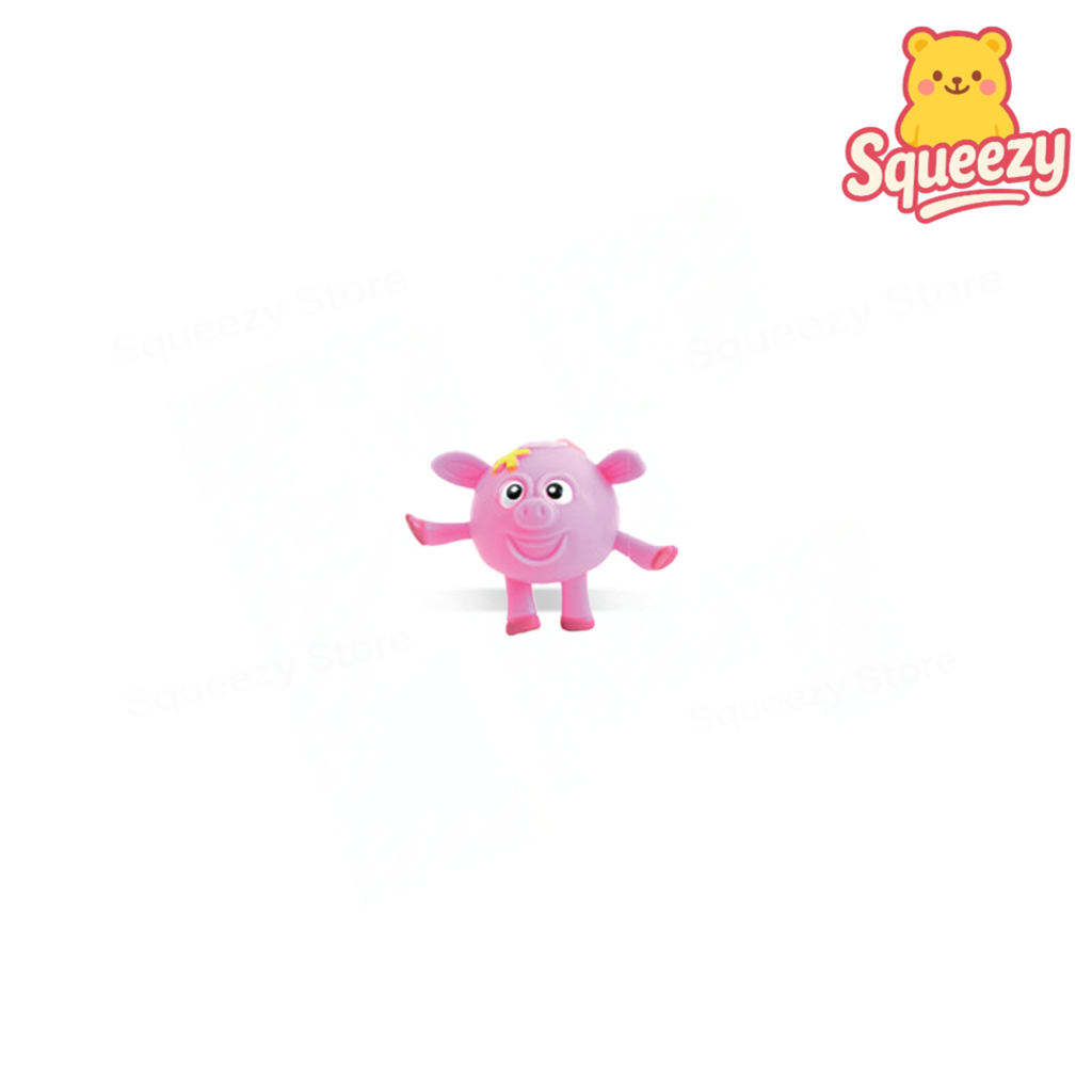 Squishy Animal pink pig soft sensory toy with wings and cheerful expression.