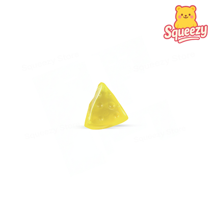 Squishy Cheese Slice with Maltose yellow cheese wedge stress relief toy with sparkling glitter.