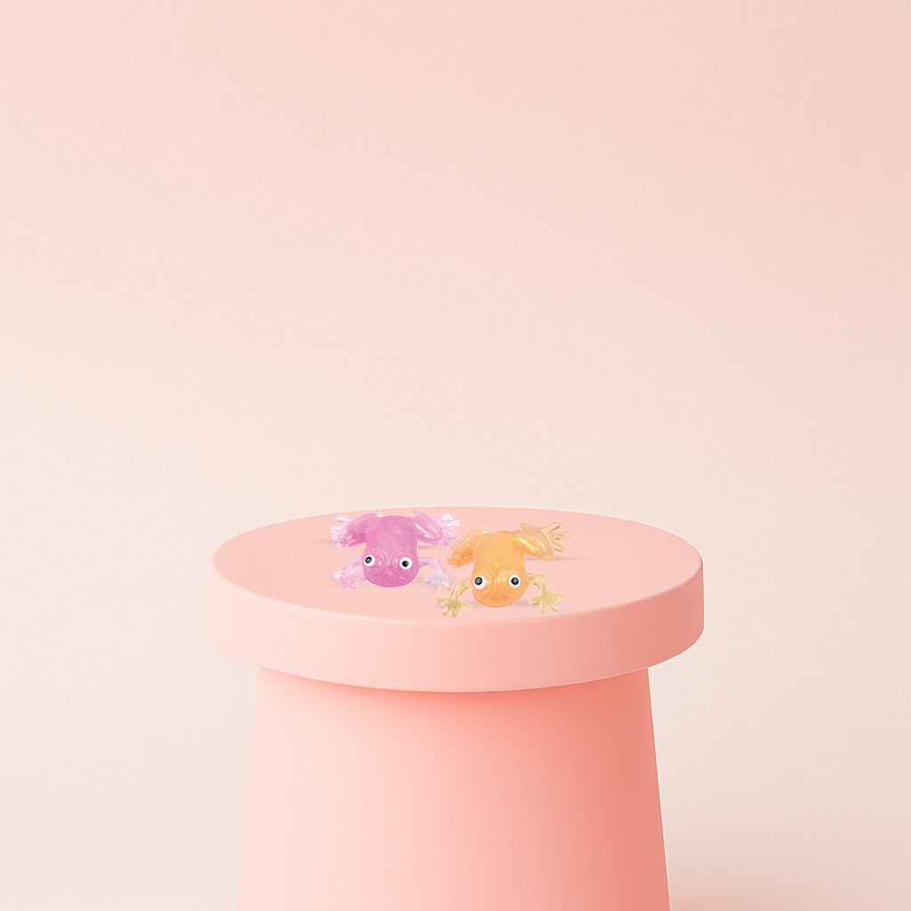 Squishy Frog in pink and orange colors, super soft slow-rising stress relief toys.
