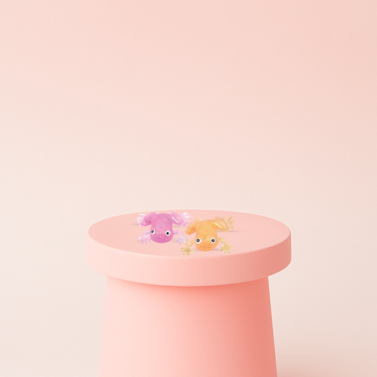 Squishy Frog in pink and orange colors, super soft slow-rising stress relief toys.