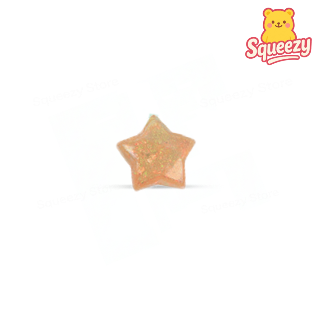 Star-shaped orange object with 'Squeezy' logo on a white background