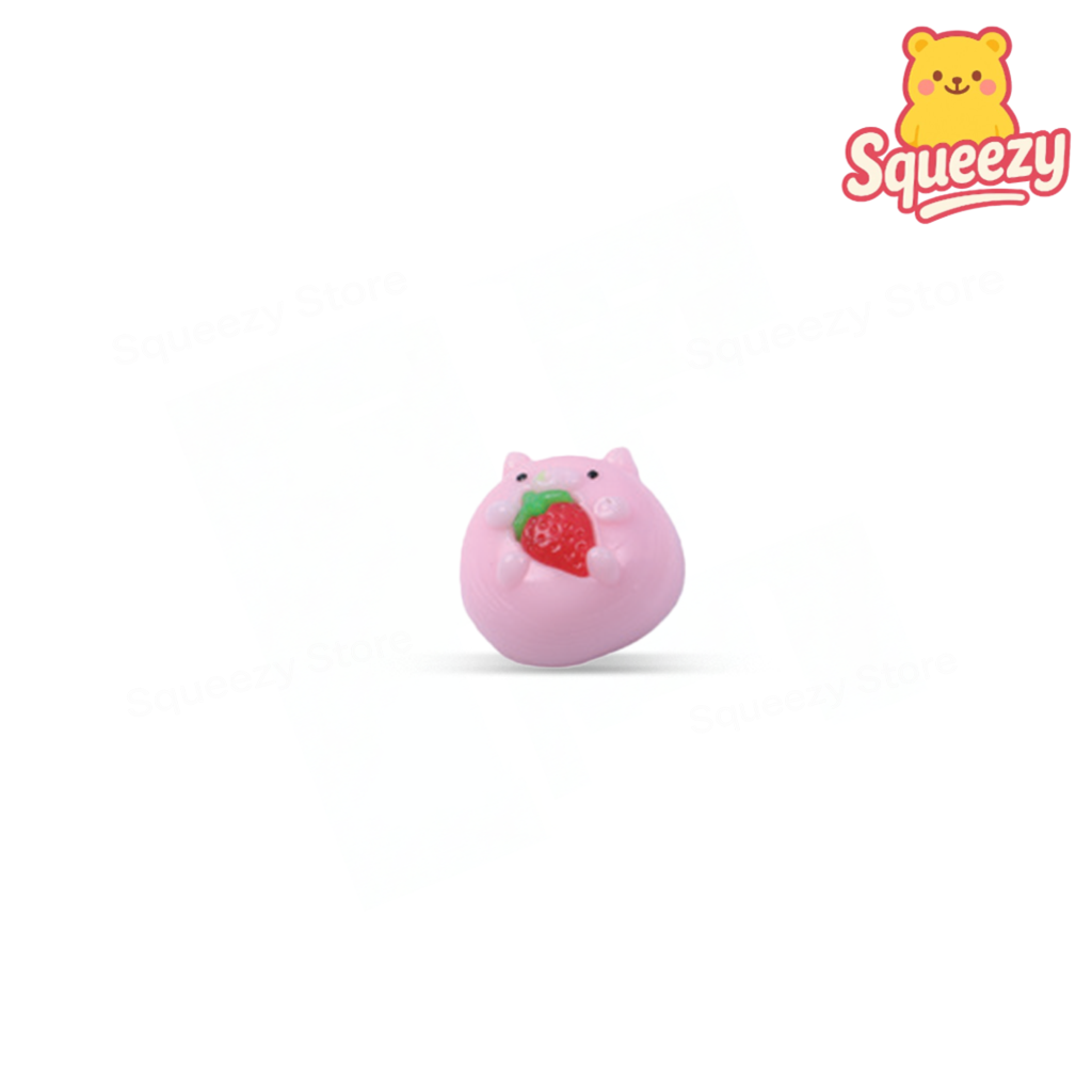 Strawberry Pig Squishy — Pink Strawberry Pig Squishy mini super soft slow-rising toy.