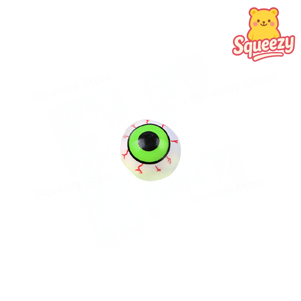 Super Squishy Eye Ball sensory toy with a green iris and bloodshot details.