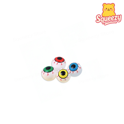 Super Squishy Eye Ball stress relief toy with a red iris and realistic eyeball design.