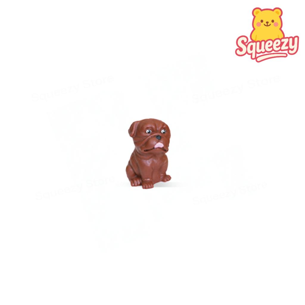 Tan Mixed Dog Set soft EVA stress relief toy with upright pose and playful expression.