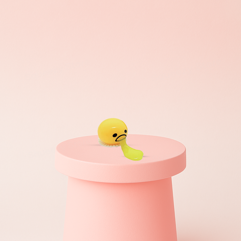 Vomiters funny yellow stress relief toy with a disgusted face and stretchy slime tongue.