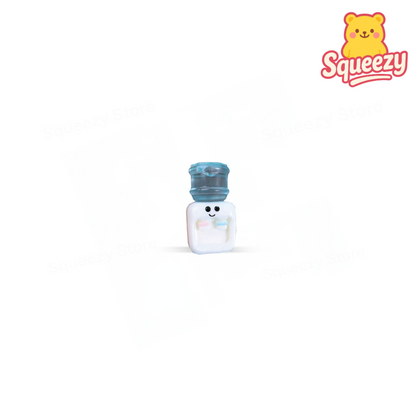 Water Dispenser Squishies featuring mini office water cooler designs with cute faces and tiny cups.