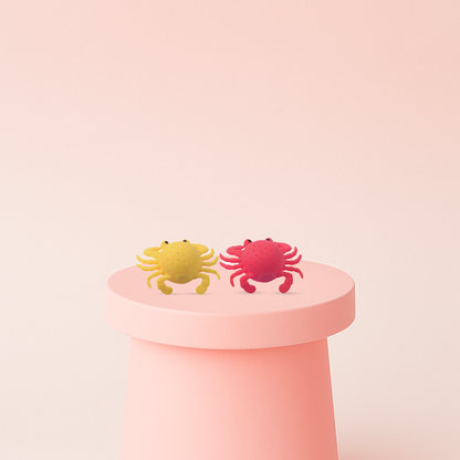 Water Splashing Crab in yellow and red colors with textured crab shells and flexible legs.