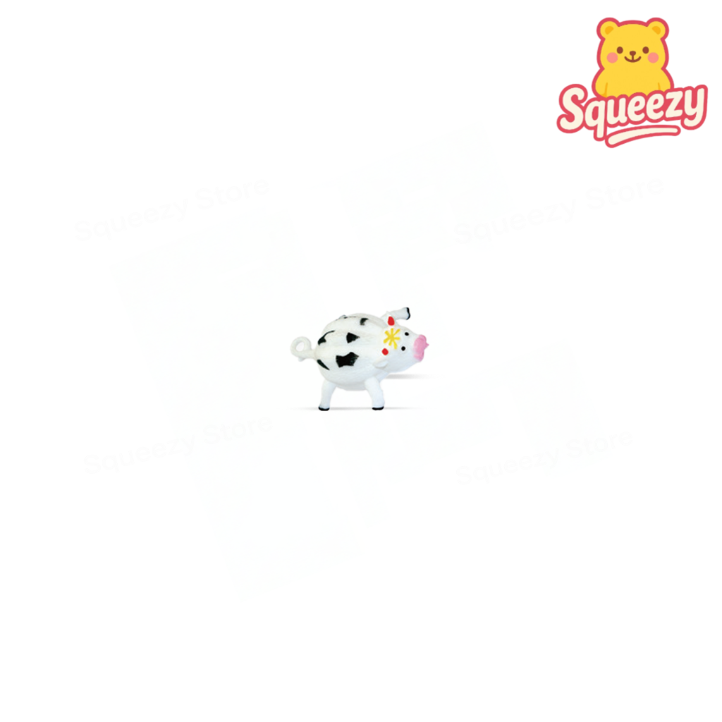 White Inflatable Animal soft EVA stress relief toy with black spots and colorful star detail.