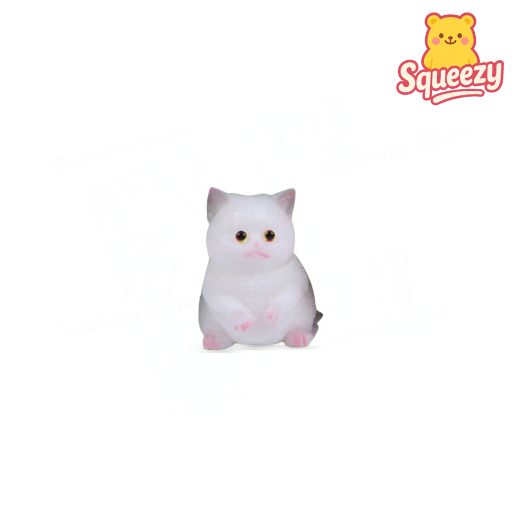 White Small Cat Squishy super soft slow-rising stress relief toy made from premium PU foam.