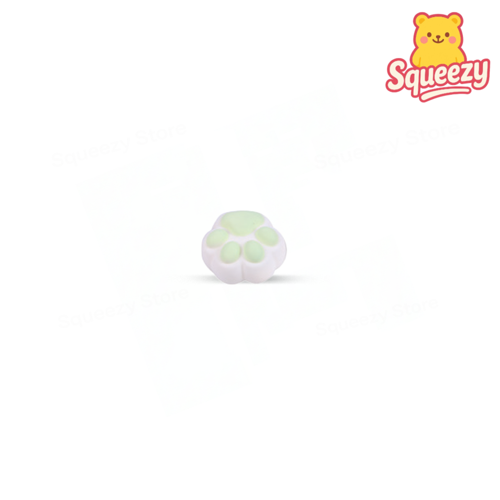 White Super Squishy Cat Paw, Big Size soft EVA stress relief toy with green paw pads.